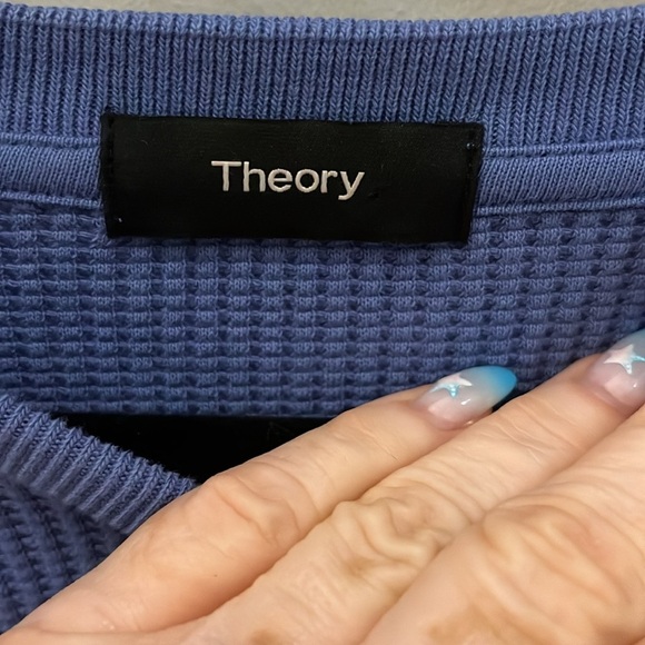 Theory Men’s River Top Waffle Knit Blue Size XXL Organic Cotton - Picture 5 of 7